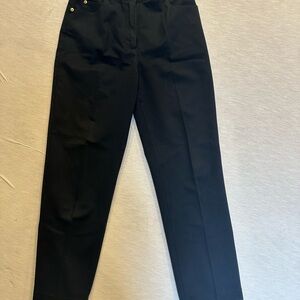 St John Sport Womens Pants Navy Blue Stretch Cotton Straight Gold Accents Size 6